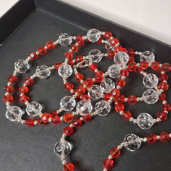 Red And Clear Glass Bead Lanyard - Picture 2 of 6